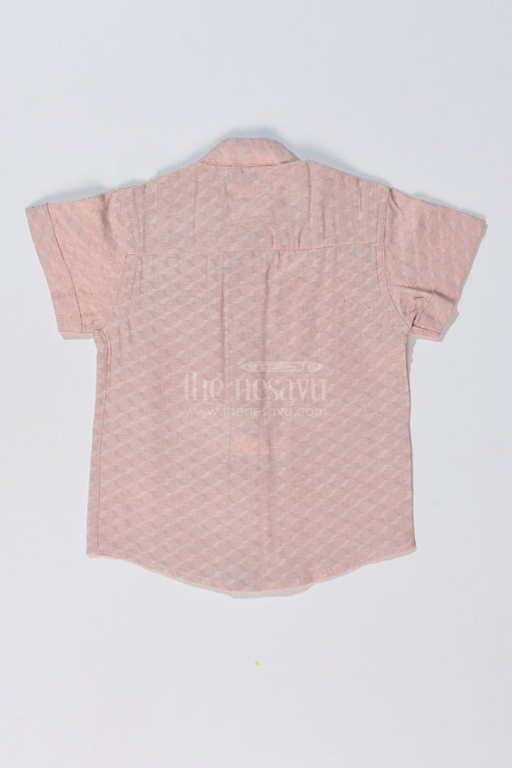 The Nesavu Boys Silk Shirt Boys Festive Silk Blend Shirt in Gold with Elephant Embroidery and Traditional Design Nesavu Boys Festive Silk Blend Shirt Elephant Embroidery Mandarin Collar | The Nesavu