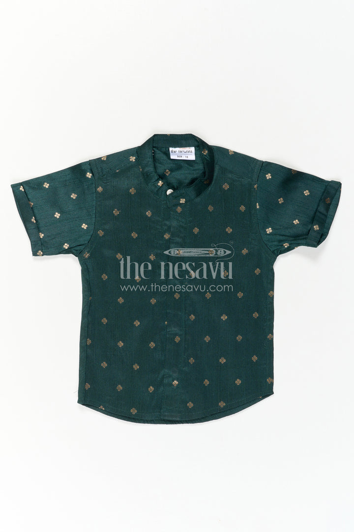 The Nesavu Boys Silk Shirt Boys Festive Silk Shirt for Wedding Receptions and Family Functions Nesavu Nesavu Boys Raw Silk Shirt With Jacquard Butta Design For Weddings And Festive Gatherings