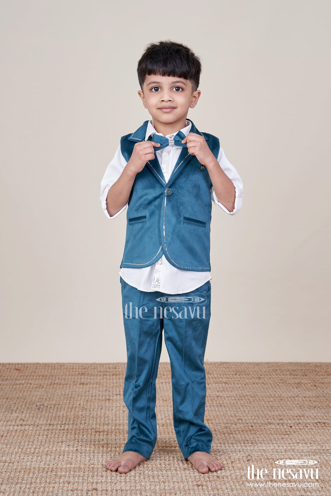 The Nesavu Boys Casual Set Boys Festive Waistcoat Set for Birthday Parties and Special Events Nesavu Nesavu boys festive waistcoat set bowtie birthday parties weddings