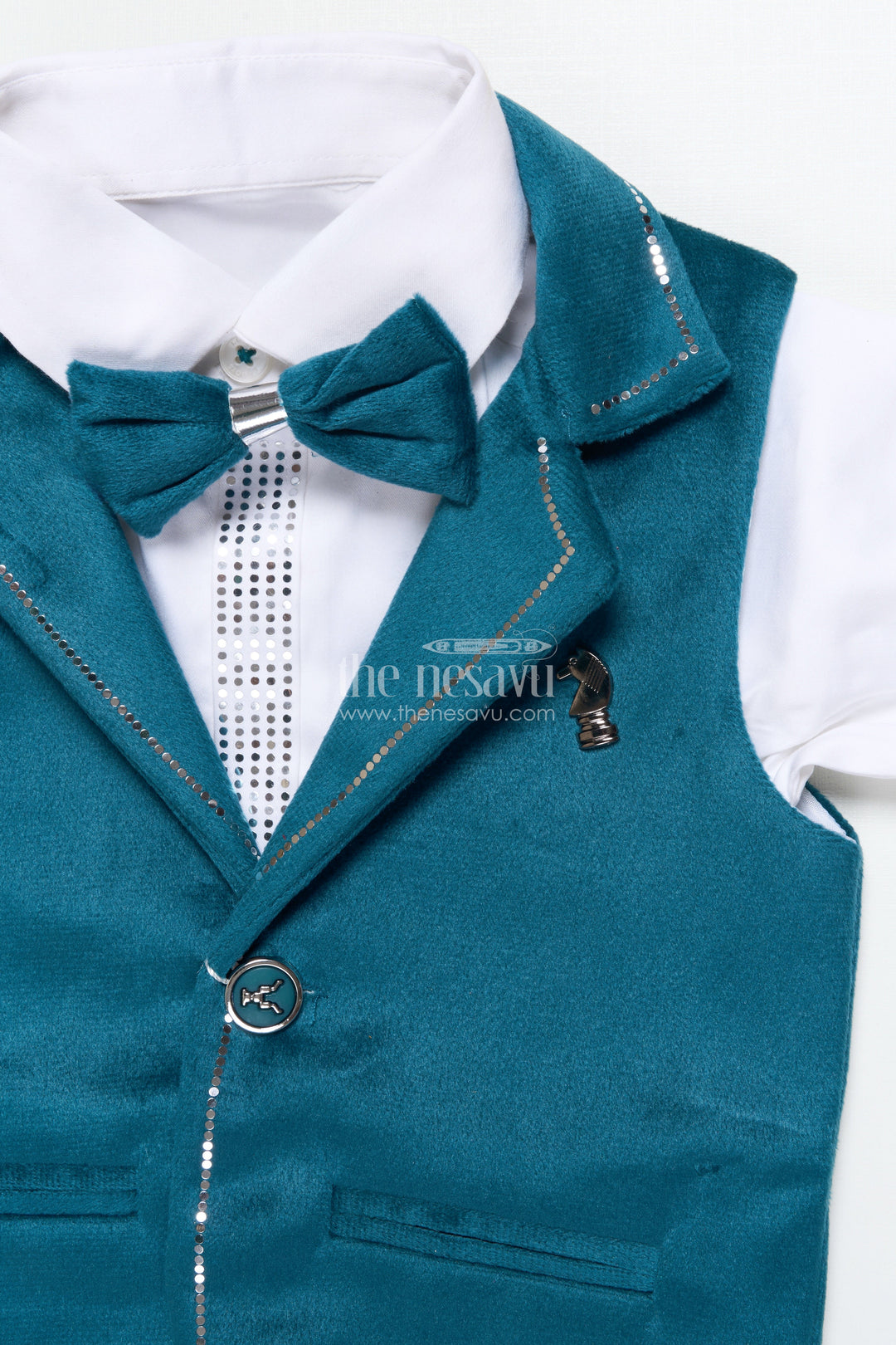 The Nesavu Boys Casual Set Boys Festive Waistcoat Set for Birthday Parties and Special Events Nesavu Nesavu boys festive waistcoat set bowtie birthday parties weddings