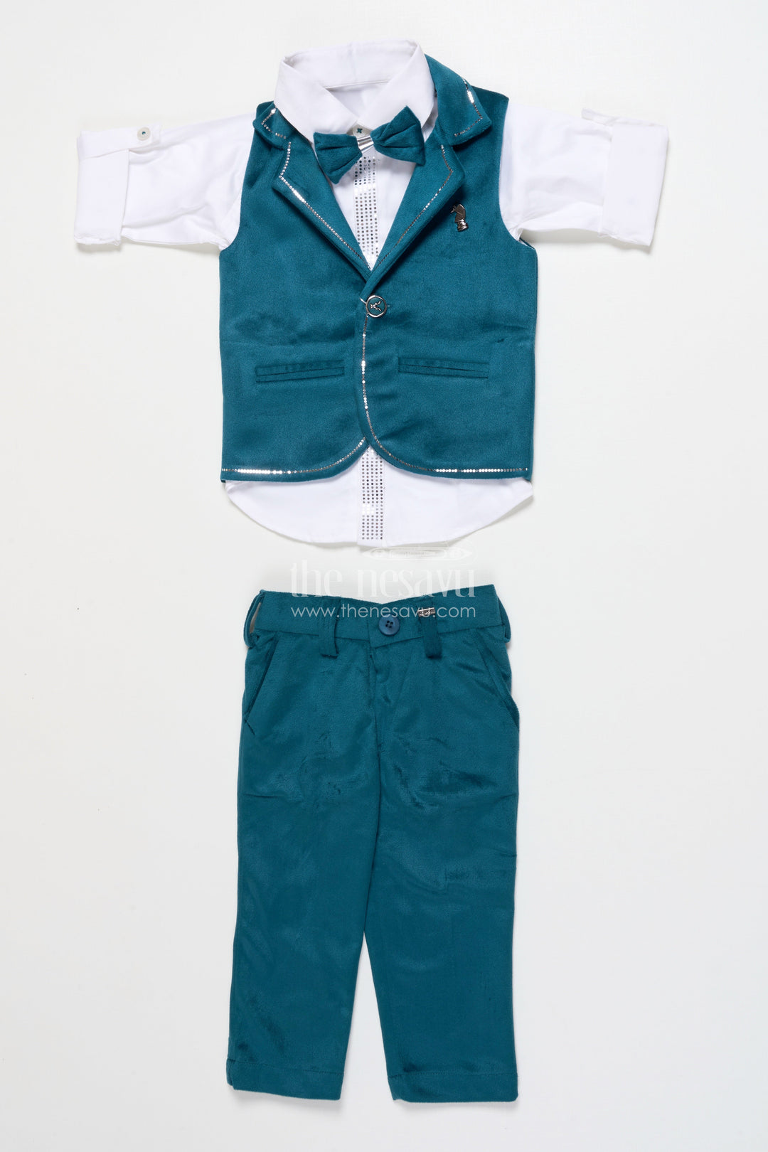 The Nesavu Boys Casual Set Boys Festive Waistcoat Set for Birthday Parties and Special Events Nesavu Nesavu boys festive waistcoat set bowtie birthday parties weddings