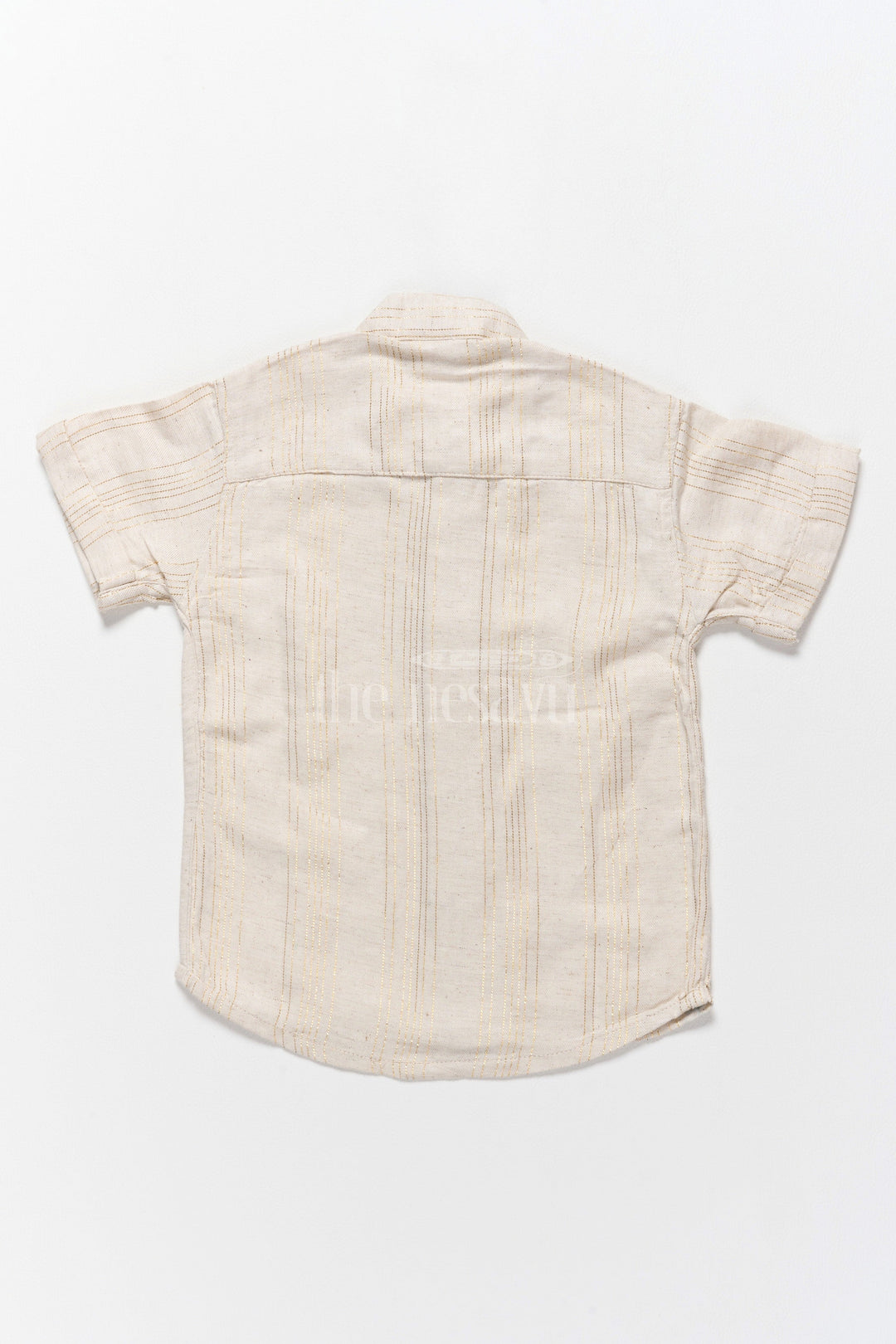 The Nesavu Boys Cotton Shirt Boys Flax Cotton Best Christmas Clothes with Elegant Beige Finish Nesavu Nesavu Boys Flax Cotton Christmas Clothes Elegant Beige Stylish Vertical Stripes