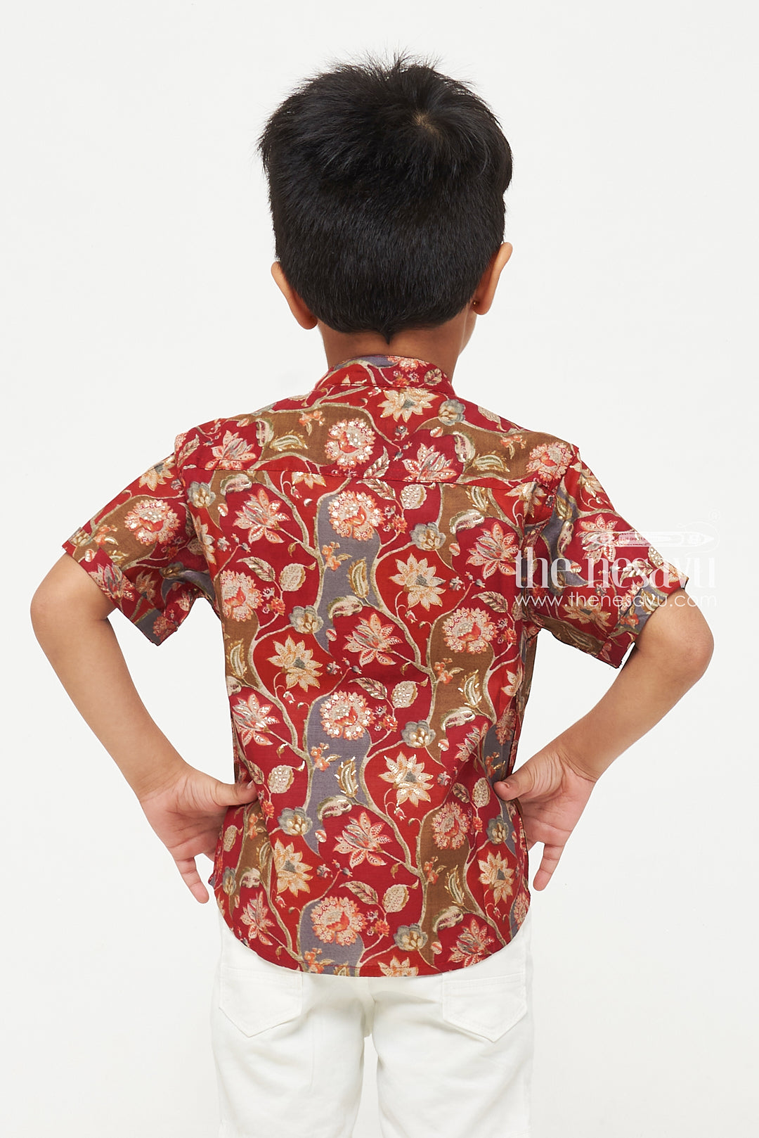 The Nesavu Boys Cotton Shirt Boys Floral Cotton Shirta Timeless Elegance Nesavu Boys Floral Print Shirt | The Nesavu