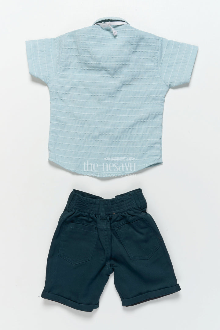 The Nesavu Boys Casual Set Boys Floral Embroidered Shirt and Shorts Set for Casual Celebrations Nesavu Nesavu boys floral embroidered shirt shorts set casual celebrations festive events