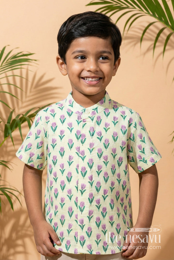 The Nesavu Boys Cotton Shirt Boys Floral Muslin Shirt for Ethnic Day and Casual Wear Nesavu 16 (1Y) / Multicolor BS333A-16 Nesavu boys floral muslin cotton shirt ethnic day casual functions summer dressing