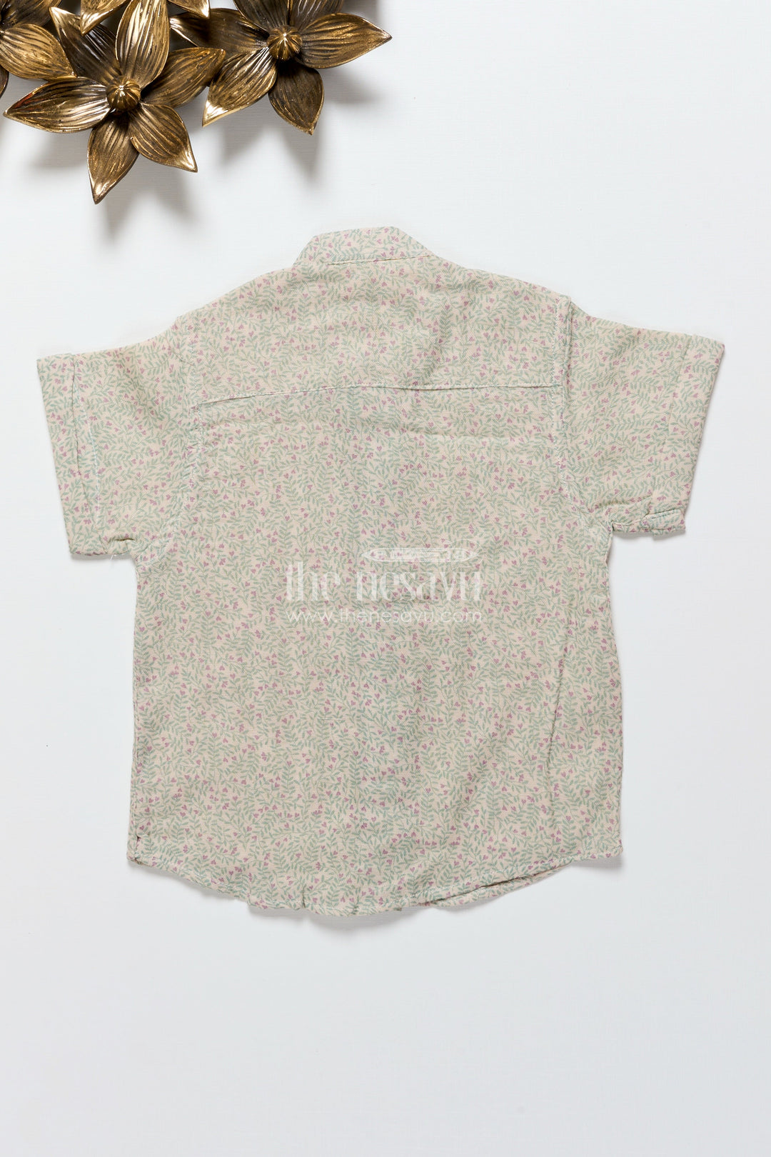 The Nesavu Boys Cotton Shirt Boys Floral Muslin Shirt for Festive School Wear and Casual Events Nesavu Nesavu boys floral print muslin cotton shirt school ethnic day parties casual family functions