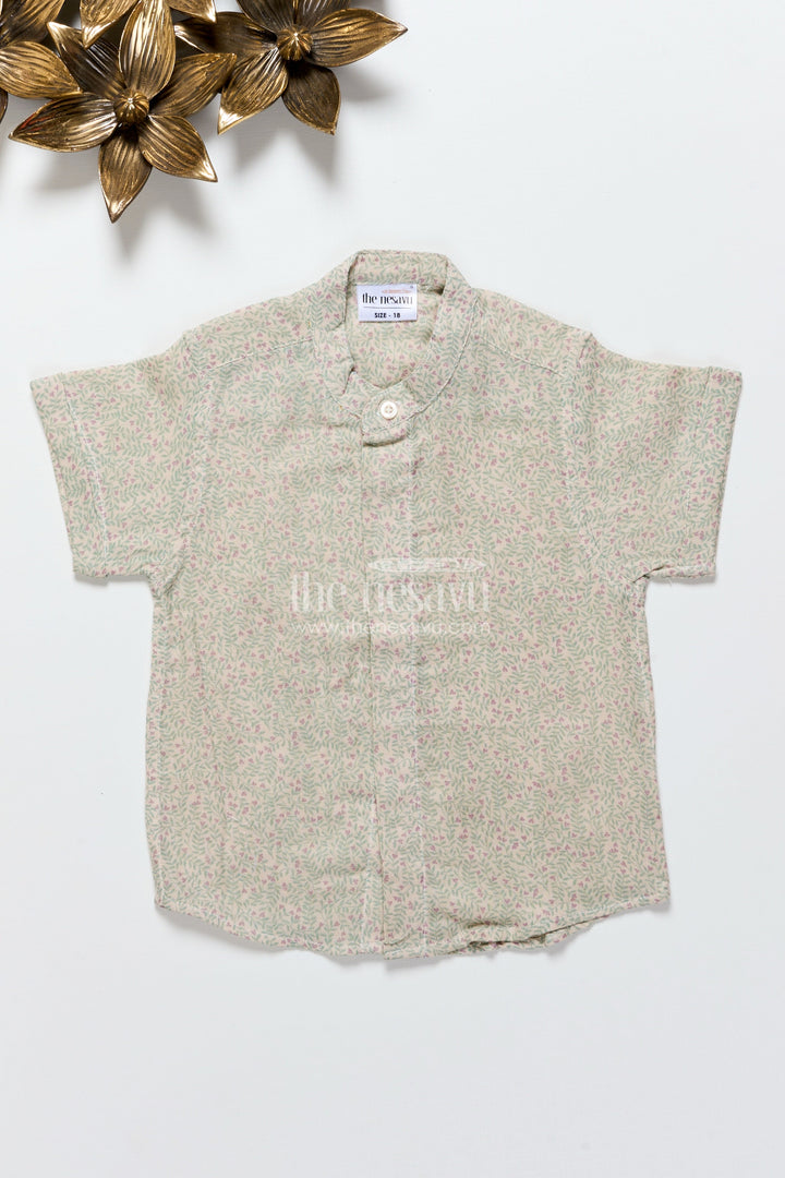The Nesavu Boys Cotton Shirt Boys Floral Muslin Shirt for Festive School Wear and Casual Events Nesavu Nesavu boys floral print muslin cotton shirt school ethnic day parties casual family functions