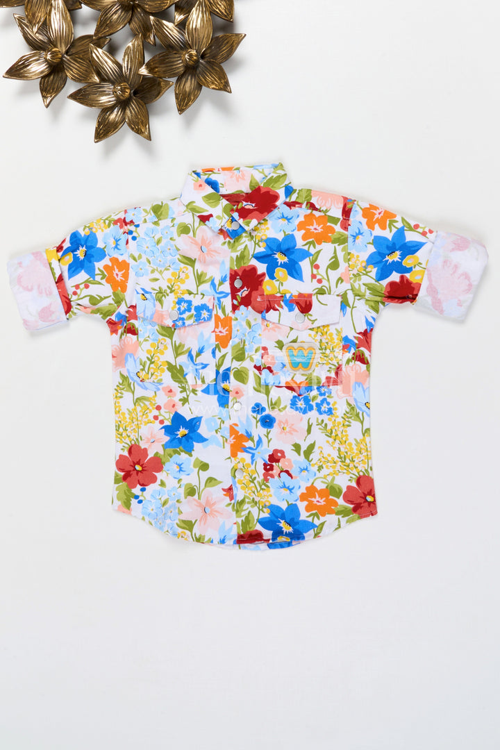 The Nesavu Boys Cotton Shirt Boys Floral Print Cotton Shirt for Stylish Outings and Casual Celebrations Nesavu 20 (3Y) / Multicolor / Cotton BS424A-20 Nesavu boys cotton floral print shirt for casual outings birthday parties and kids fashion