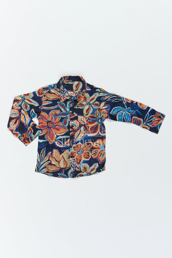 The Nesavu Boys Cotton Shirt Boys Floral Print Shirt for Birthdays Parties and Family Celebrations Nesavu 18 (2Y) / Blue / Cotton Blend BS548A-18 Nesavu Boys Floral Print Shirt For Birthdays Parties Family Celebrations And Stylish Weekend Outings