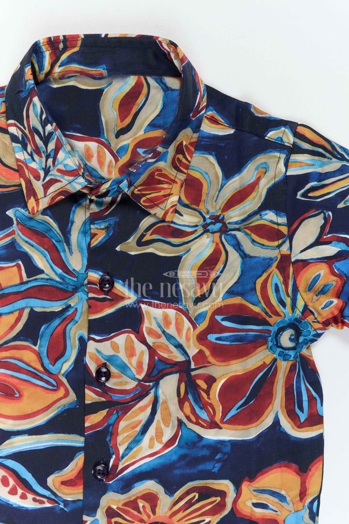 The Nesavu Boys Cotton Shirt Boys Floral Print Shirt for Birthdays Parties and Family Celebrations Nesavu Nesavu Boys Floral Print Shirt For Birthdays Parties Family Celebrations And Stylish Weekend Outings