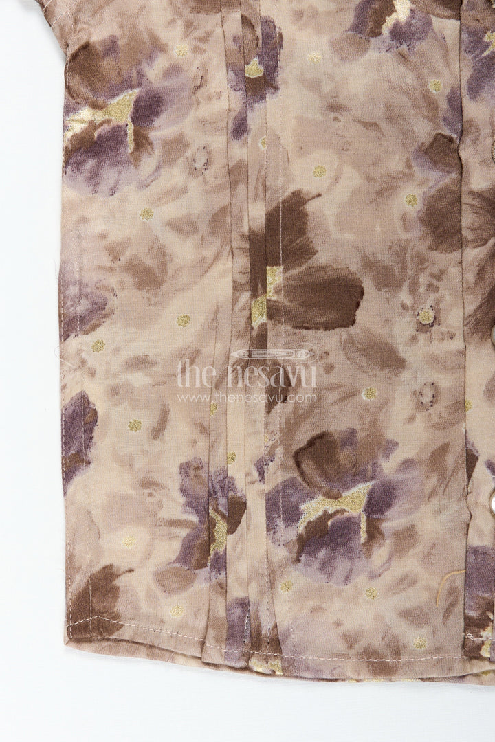 The Nesavu Boys Cotton Shirt Boys Floral Print Shirt for Festive Outings and Celebrations Nesavu Nesavu boys modal silk shirt floral digital print festive celebrations ethnic wear