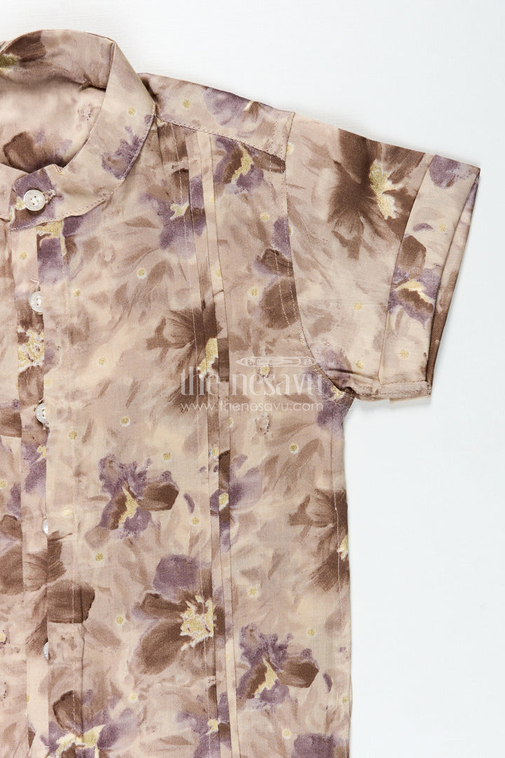 The Nesavu Boys Cotton Shirt Boys Floral Print Shirt for Festive Outings and Celebrations Nesavu Nesavu boys modal silk shirt floral digital print festive celebrations ethnic wear