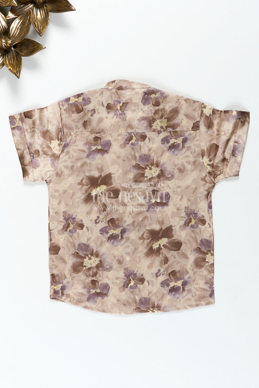 The Nesavu Boys Cotton Shirt Boys Floral Print Shirt for Festive Outings and Celebrations Nesavu Nesavu boys modal silk shirt floral digital print festive celebrations ethnic wear