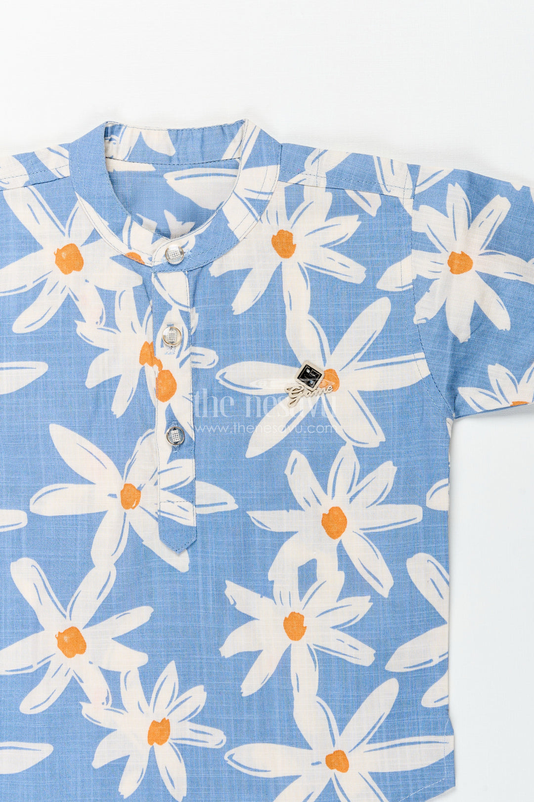 The Nesavu Boys Casual Set Boys Floral Printed Shirt and Pants Cotton Set for Vacations and Outings Nesavu Nesavu boys floral printed cotton set belt pants  ideal travel casual outings