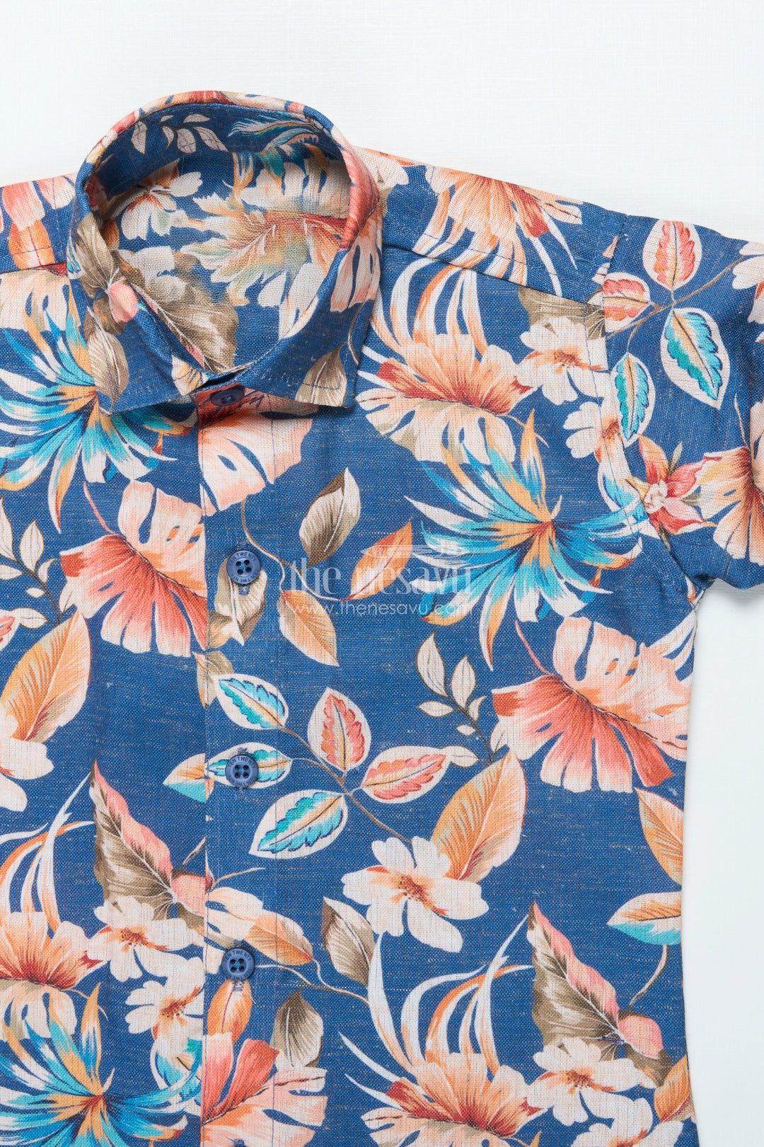 The Nesavu Boys Casual Set Boys Floral Printed Shirt Set for Birthdays and Festive Fun Nesavu Nesavu boys floral print cotton shirt set belt birthdays festivals stylish outings