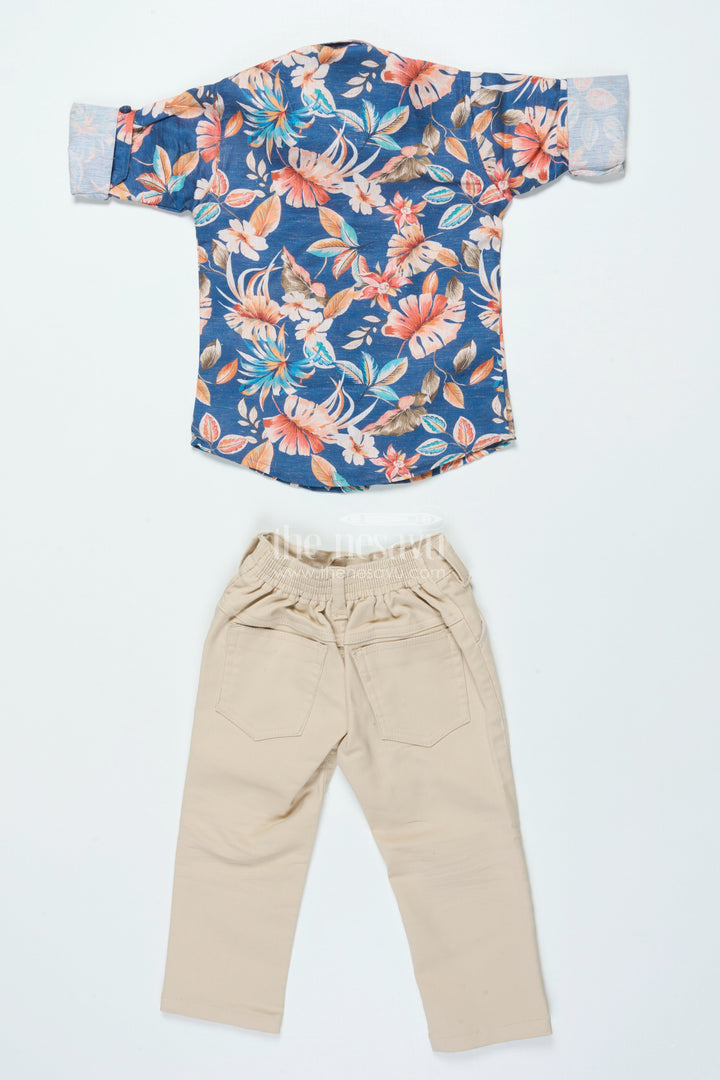 The Nesavu Boys Casual Set Boys Floral Printed Shirt Set for Birthdays and Festive Fun Nesavu Nesavu boys floral print cotton shirt set belt birthdays festivals stylish outings