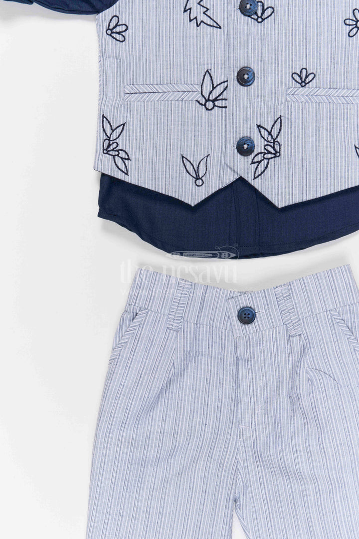 The Nesavu Boys Jacket Sets Boys Formal Jacket Set for Birthdays and Festive Occasions Nesavu Nesavu boys cotton embroidered jacket set for birthdays festive occasions and family celebrations