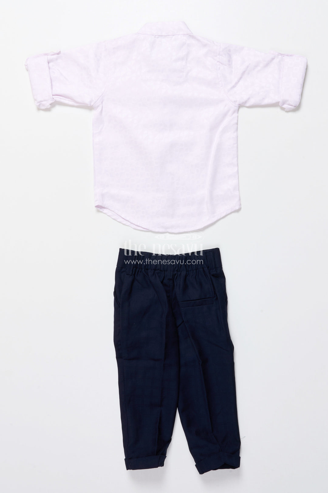 The Nesavu Boys Kurtha Set Boys Formal Kurta Set with Elegant Cotton Jacket for Weddings and Receptions Nesavu Nesavu boys formal kurta set cotton Nehru jacket chain detail weddings