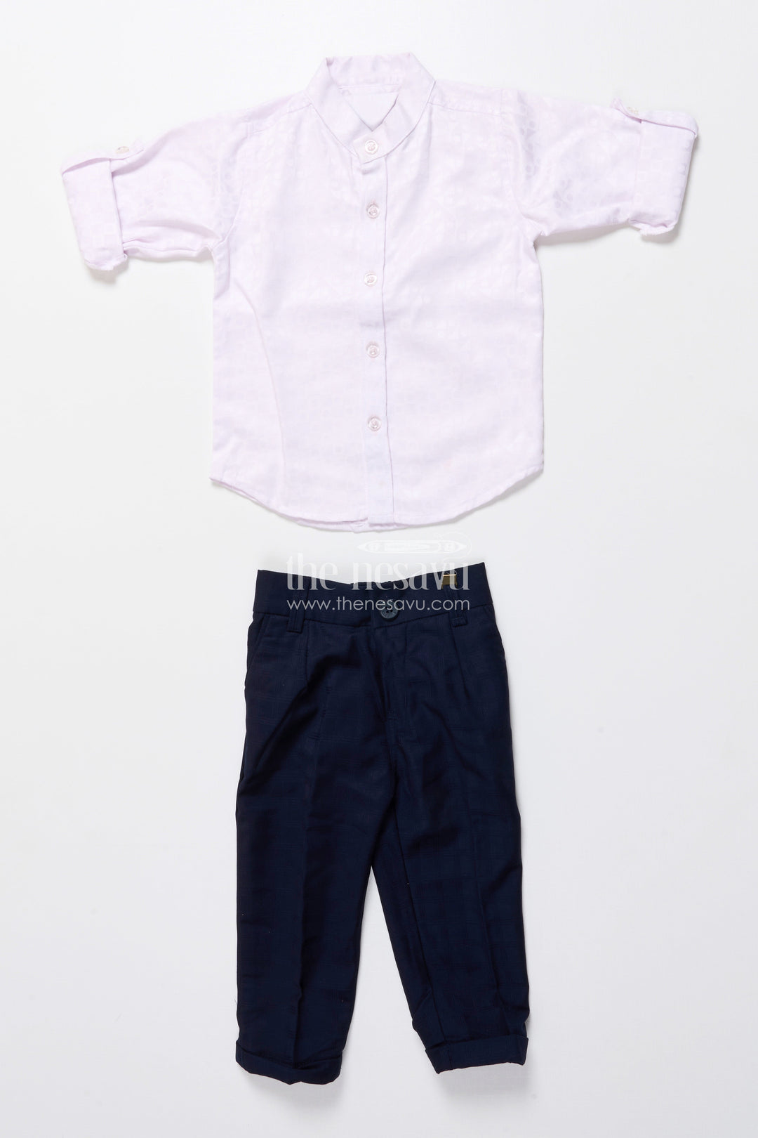 The Nesavu Boys Kurtha Set Boys Formal Kurta Set with Elegant Cotton Jacket for Weddings and Receptions Nesavu Nesavu boys formal kurta set cotton Nehru jacket chain detail weddings