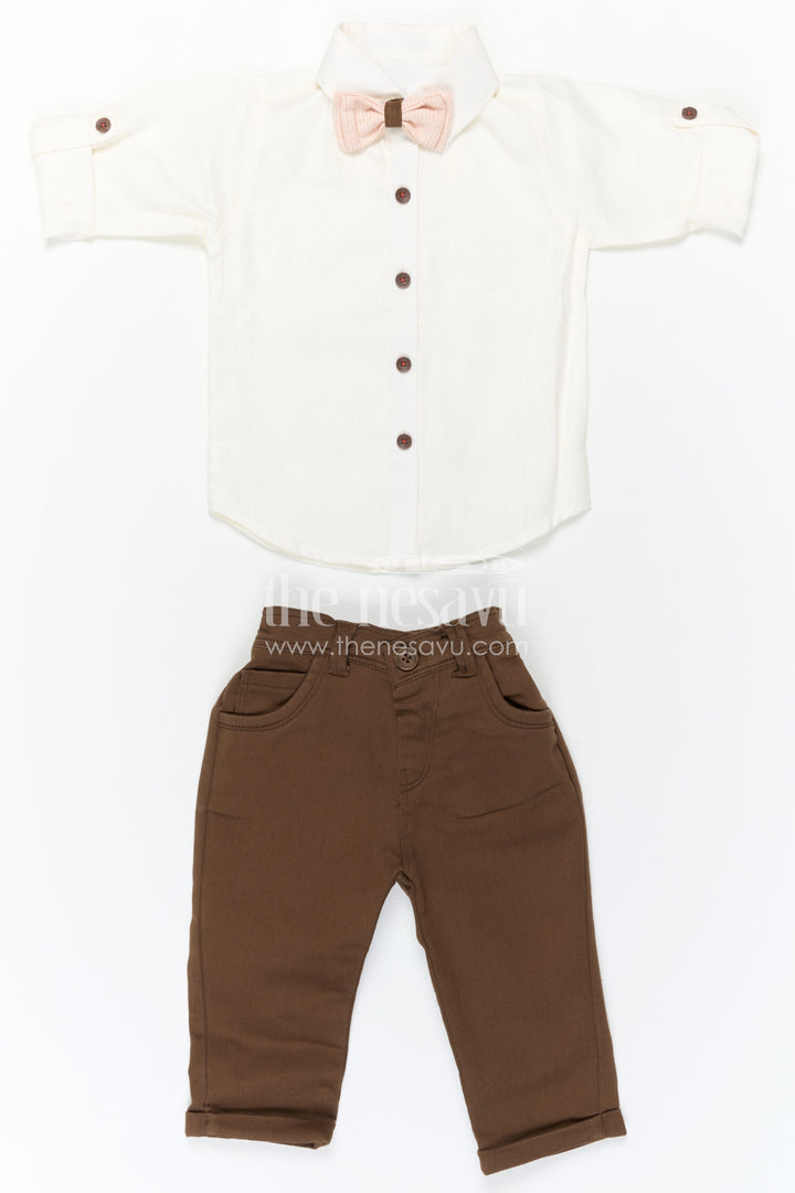 The Nesavu Boys Casual Set Boys Formal Outfit Set for Celebrations and Special Occasions Nesavu Nesavu Boys Formal Outfit Set With Vest And Bow Tie For Celebrations And Special Occasions In Soft Cotton Comfort