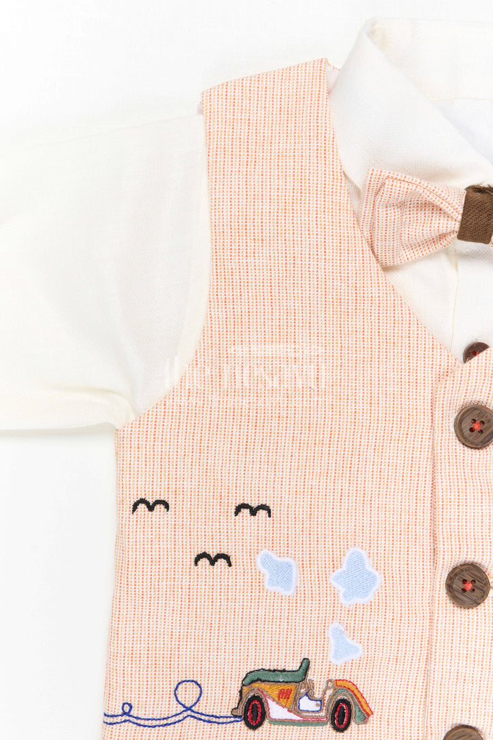 The Nesavu Boys Casual Set Boys Formal Outfit Set for Celebrations and Special Occasions Nesavu Nesavu Boys Formal Outfit Set With Vest And Bow Tie For Celebrations And Special Occasions In Soft Cotton Comfort