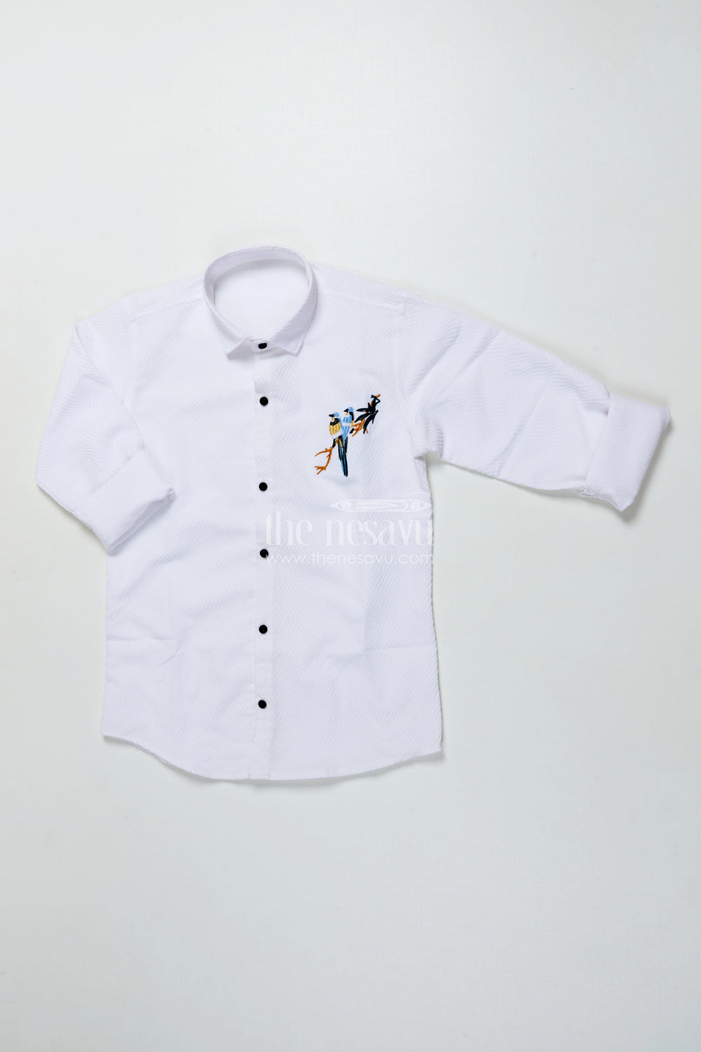 The Nesavu Boys Cotton Shirt Boys Full Sleeve Shirt for Festive Events and Family Outings Nesavu 30 (8Y) / Half white BS348B-30 Nesavu boys full sleeve shirt designer embroidery festive occasions family events