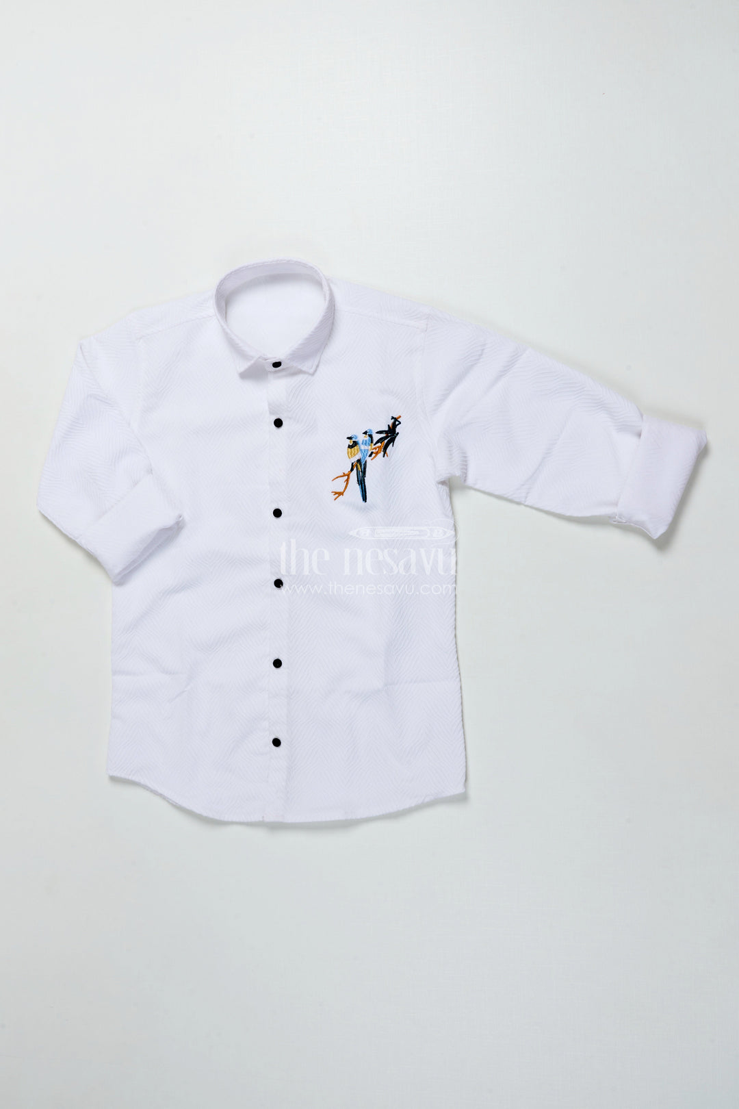 The Nesavu Boys Cotton Shirt Boys Full Sleeve Shirt for Festive Events and Family Outings Nesavu 30 (8Y) / Half white BS348B-30 Nesavu boys full sleeve shirt designer embroidery festive occasions family events