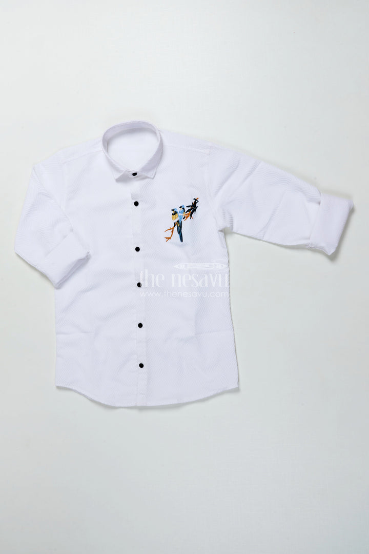 The Nesavu Boys Cotton Shirt Boys Full Sleeve Shirt for Festive Events and Family Outings Nesavu Nesavu boys full sleeve shirt designer embroidery festive occasions family events