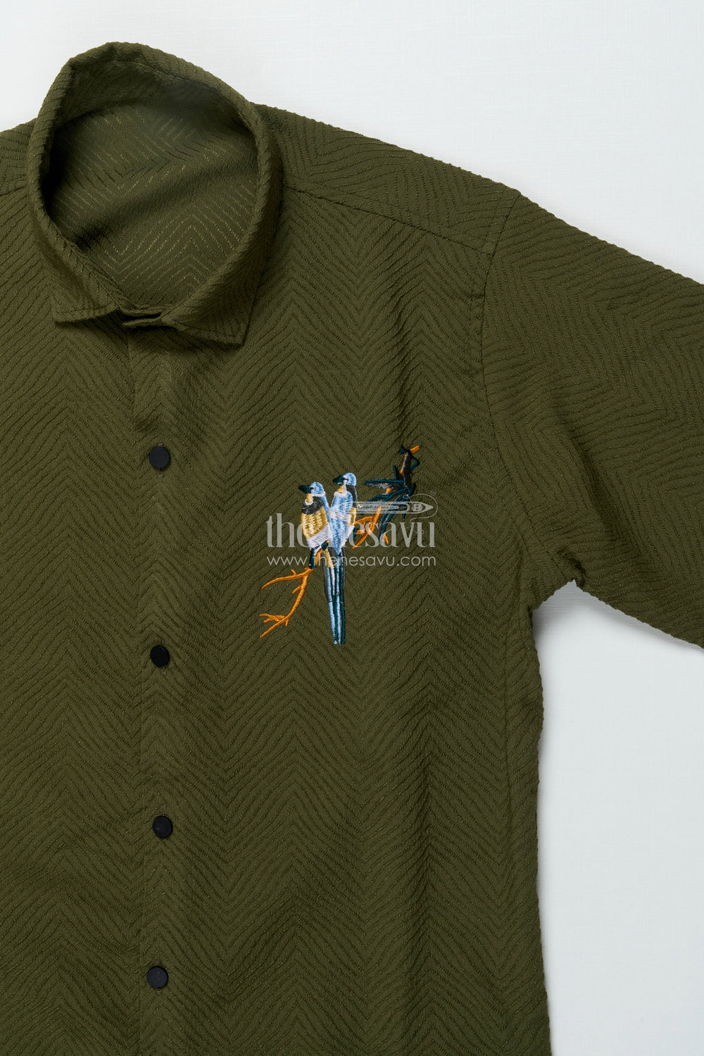 The Nesavu Boys Cotton Shirt Boys Full Sleeve Shirt for Festive Functions and Ethnic School Days Nesavu Nesavu boys festive shirt designer embroidery school ethnic days family celebrations