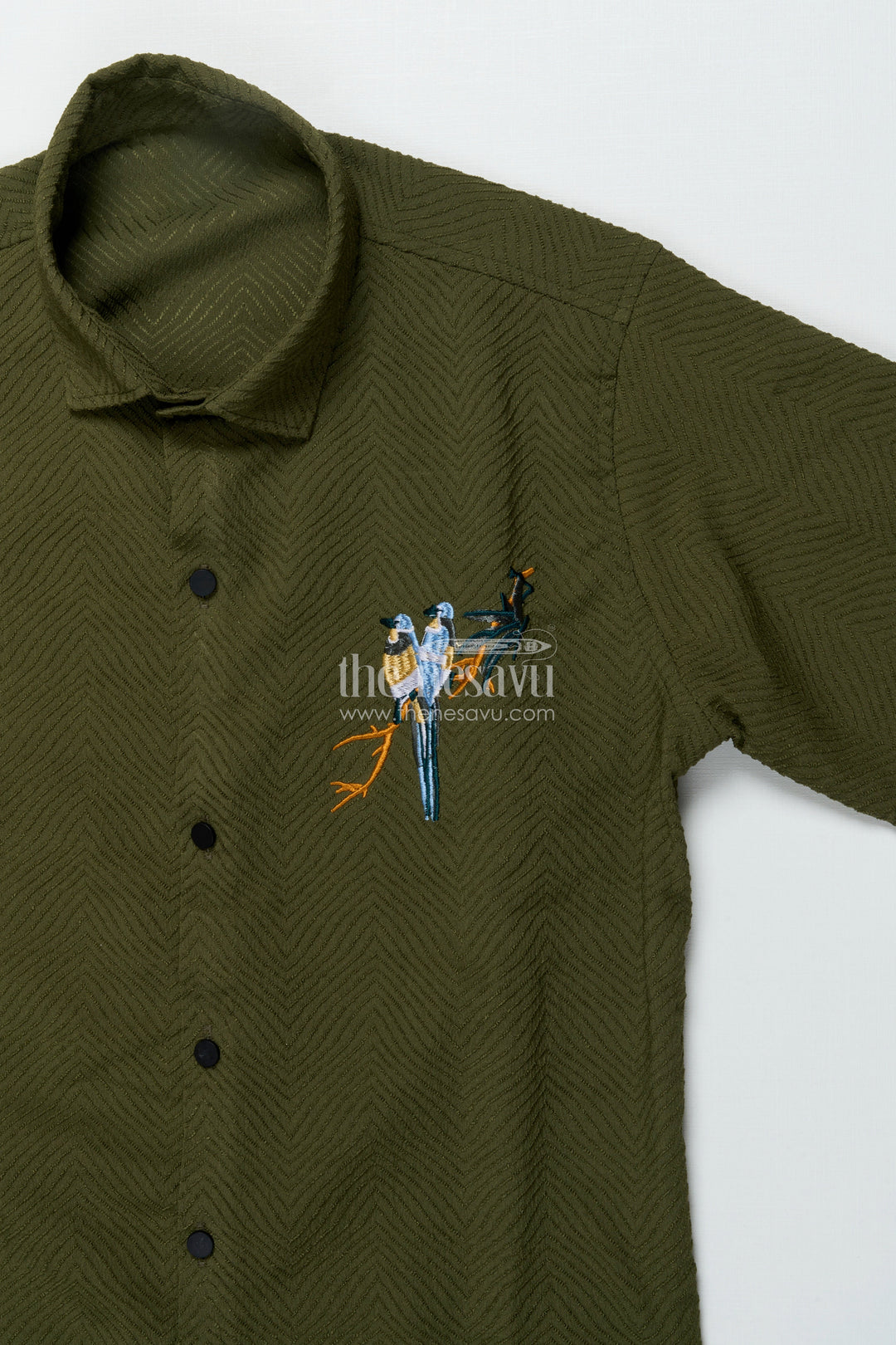 The Nesavu Boys Cotton Shirt Boys Full Sleeve Shirt for Festive Functions and Ethnic School Days Nesavu Nesavu boys festive shirt designer embroidery school ethnic days family celebrations