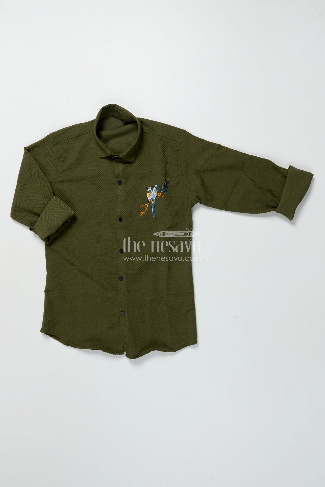 The Nesavu Boys Cotton Shirt Boys Full Sleeve Shirt for Festive Functions and Ethnic School Days Nesavu Nesavu boys festive shirt designer embroidery school ethnic days family celebrations