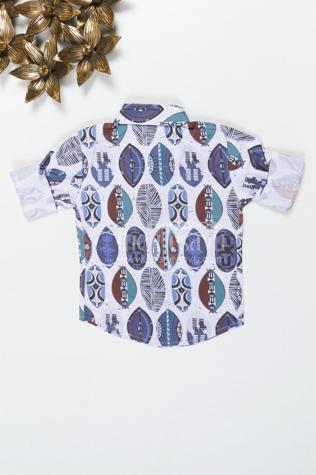 The Nesavu Boys Cotton Shirt Boys Geometric Digital Print Cotton Shirt for Casual Outings and Everyday Wear Nesavu Nesavu boys cotton geometric digital print shirt for casual outings and stylish everyday wear