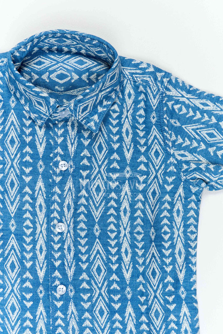 The Nesavu Boys Cotton Shirt Boys Geometric Print Shirt for Festive Lunches Travel and Weekend Occasions Nesavu Nesavu Boys Geometric Print Shirt For Festive Lunches Travel Weekend Outings And Smart Casual Occasions