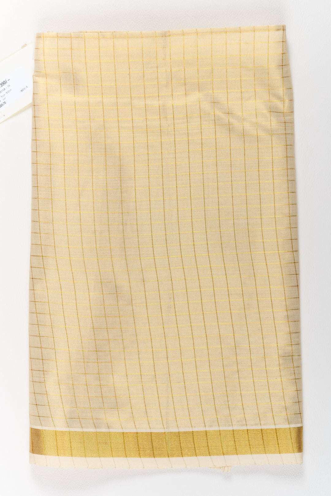 The Nesavu Boys Vesti Boys Gold Tissue Vesti with Elegant Check Design for Traditional Events Nesavu Boys Gold Tissue Vesti Elegant Check Design Gold Border | The Nesavu