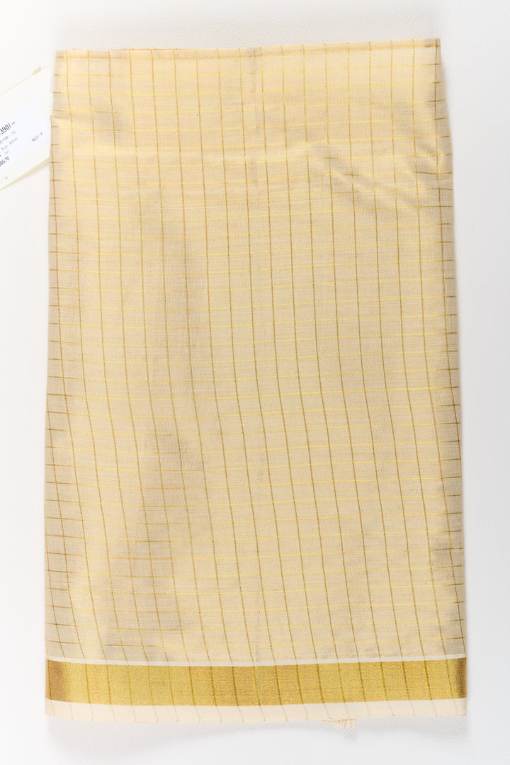 The Nesavu Boys Vesti Boys Gold Tissue Vesti with Elegant Check Design for Traditional Events Nesavu Boys Gold Tissue Vesti Elegant Check Design Gold Border | The Nesavu