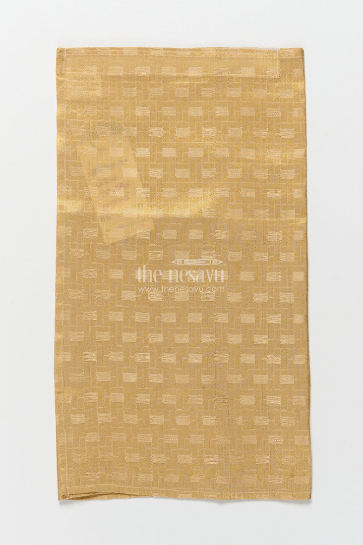 The Nesavu Boys Vesti Boys Gold Tissue Vesti with Subtle Embossed Woven Design Nesavu Nesavu boys gold tissue vesti embossed design cultural wear