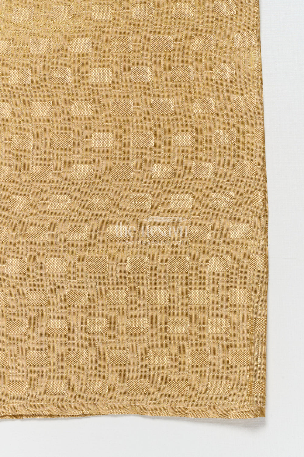 The Nesavu Boys Vesti Boys Gold Tissue Vesti with Subtle Embossed Woven Design Nesavu Nesavu boys gold tissue vesti embossed design cultural wear