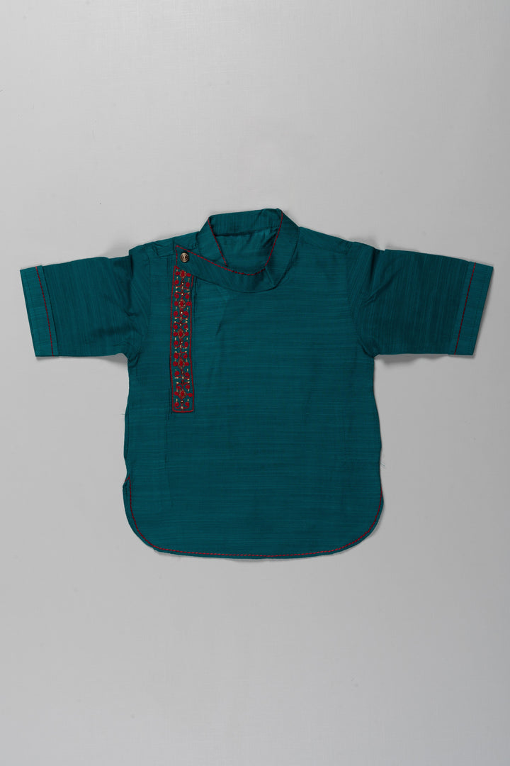 The Nesavu Boys Cotton Shirt Boys Green Cotton Blend Shirt with Embroidery Detail and New Trend Shirts Look for Everyday Fashion Nesavu 16 (1Y) / Green BS141D-16 Nesavu Boys Green Cotton Blend Shirt Embroidered Accent Modern Trendy Design