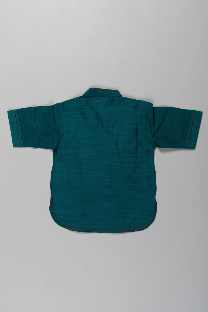The Nesavu Boys Cotton Shirt Boys Green Cotton Blend Shirt with Embroidery Detail and New Trend Shirts Look for Everyday Fashion Nesavu Nesavu Boys Green Cotton Blend Shirt Embroidered Accent Modern Trendy Design