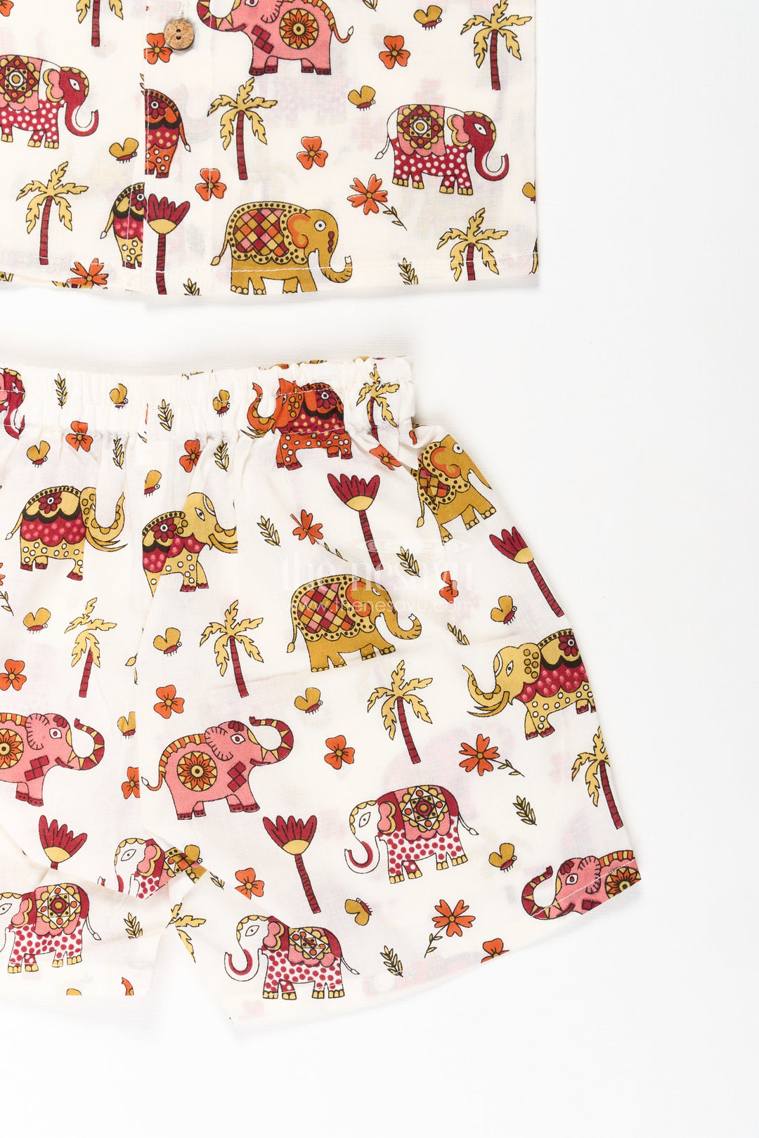 The Nesavu Boys Casual Set Boys Guys Casual Outfits in Cotton with Elephant Digital Print and Short Sleeve Shirt Nesavu Nesavu Boys Guys Casual Outfits Cotton Set Elephant Digital Print Shirt Shorts
