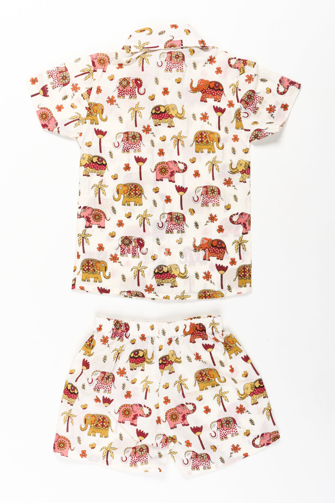 The Nesavu Boys Casual Set Boys Guys Casual Outfits in Cotton with Elephant Digital Print and Short Sleeve Shirt Nesavu Nesavu Boys Guys Casual Outfits Cotton Set Elephant Digital Print Shirt Shorts