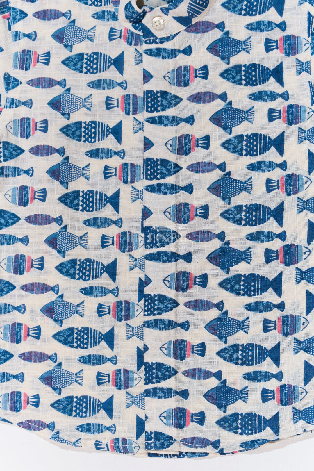 The Nesavu Boys Cotton Shirt Boys Half Hand Printed Shirt in Pure Cotton with Nautical Fish Motifs for a Trendy Look Nesavu Boys Half Hand Printed Cotton Shirt Nautical Fish Motifs Casual Style | The Nesavu