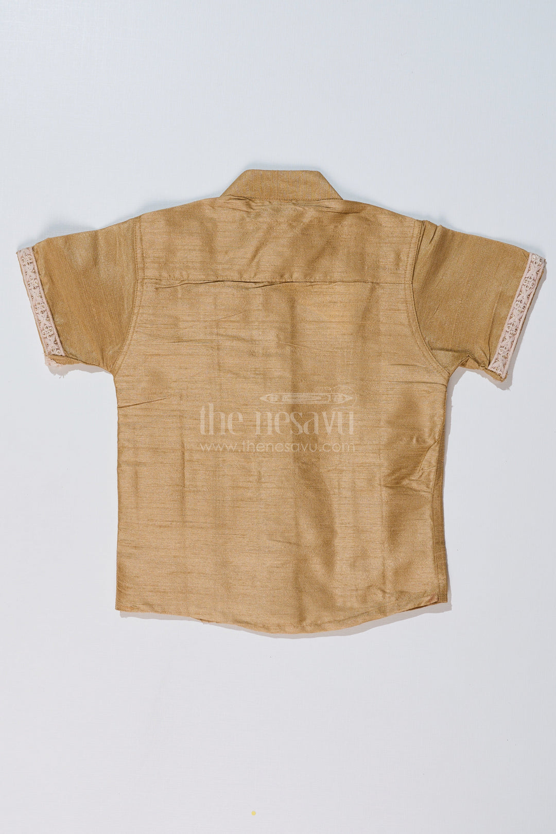 The Nesavu Boys Silk Shirt Boys Half Shirt with Elegant Pleats and Lace Detailing for Traditional and Festive Wear Nesavu Boys Half Shirt Elegant Pleats Lace Detailing Traditional Wear | The Nesavu