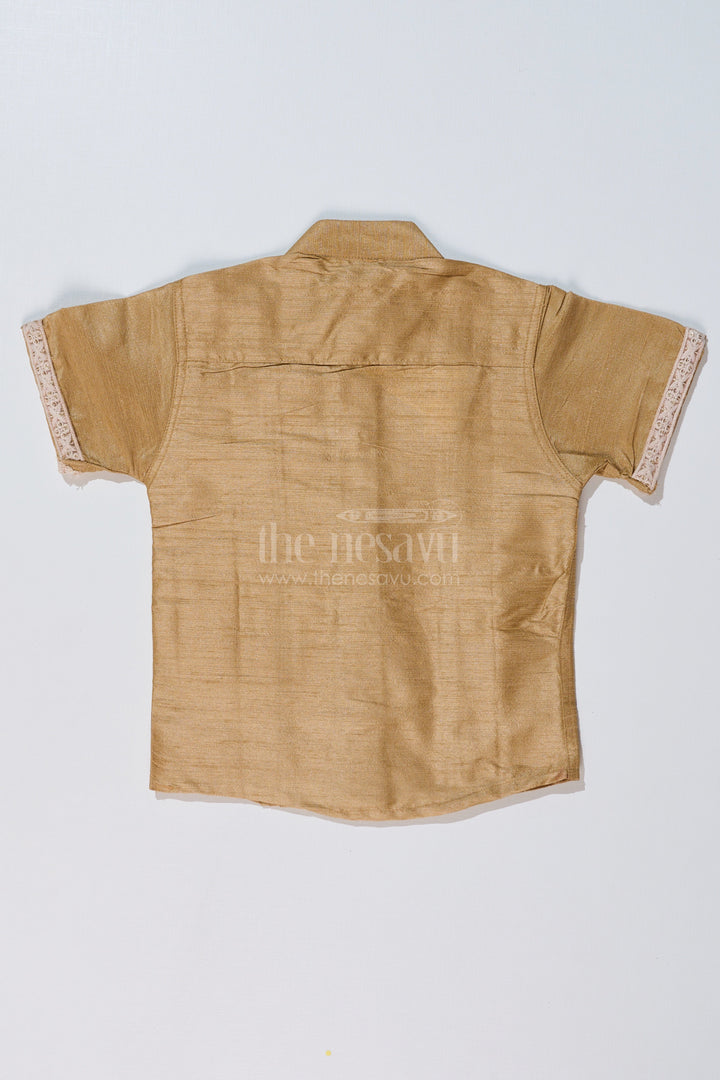 The Nesavu Boys Silk Shirt Boys Half Shirt with Elegant Pleats and Lace Detailing for Traditional and Festive Wear Nesavu Boys Half Shirt Elegant Pleats Lace Detailing Traditional Wear | The Nesavu