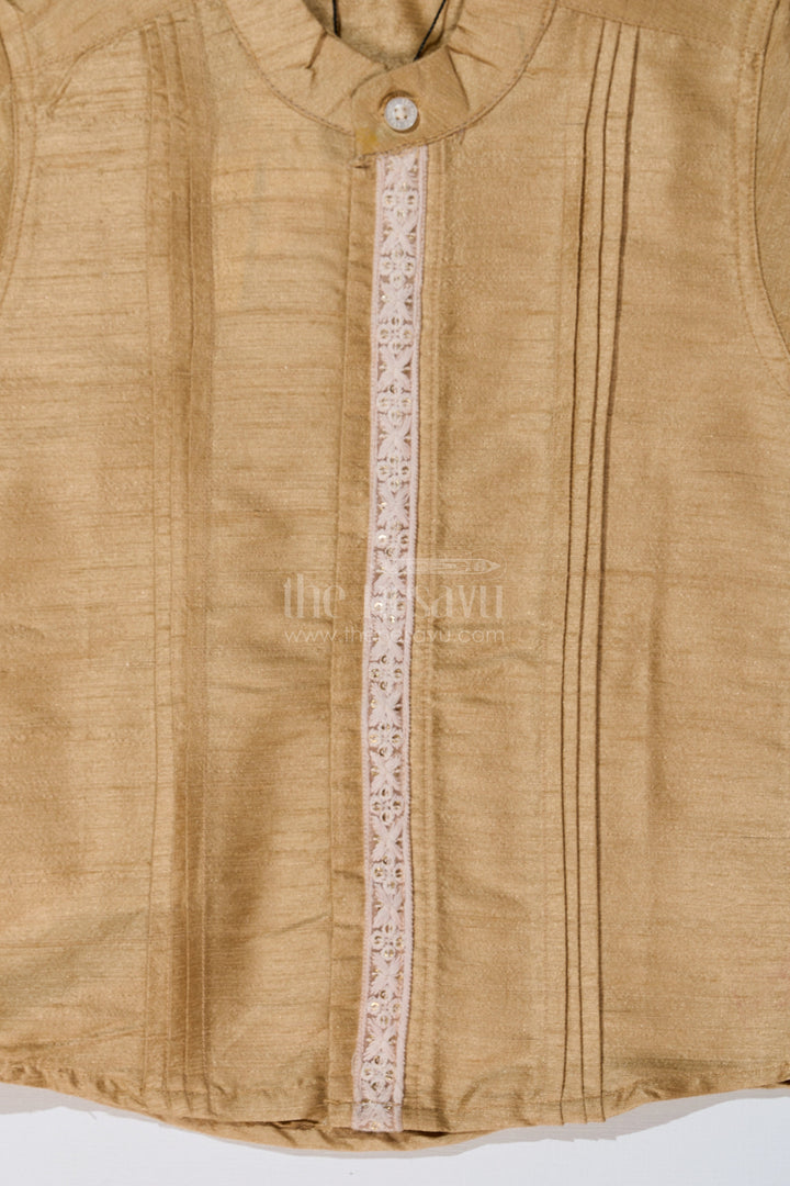 The Nesavu Boys Silk Shirt Boys Half Shirt with Elegant Pleats and Lace Detailing for Traditional and Festive Wear Nesavu Boys Half Shirt Elegant Pleats Lace Detailing Traditional Wear | The Nesavu