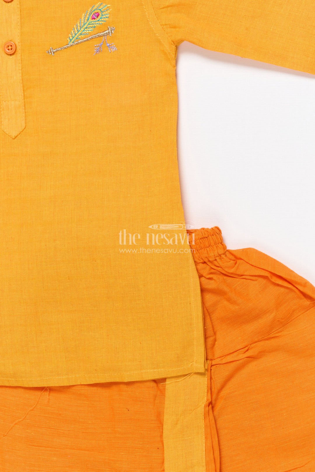 The Nesavu Boys Dothi Set Boys Handloom Cotton Dhoti Kurta Set for Traditional Events and Temple Visits Nesavu Nesavu boys cotton dhoti kurta set embroidery ideal temple wear traditional ceremonies