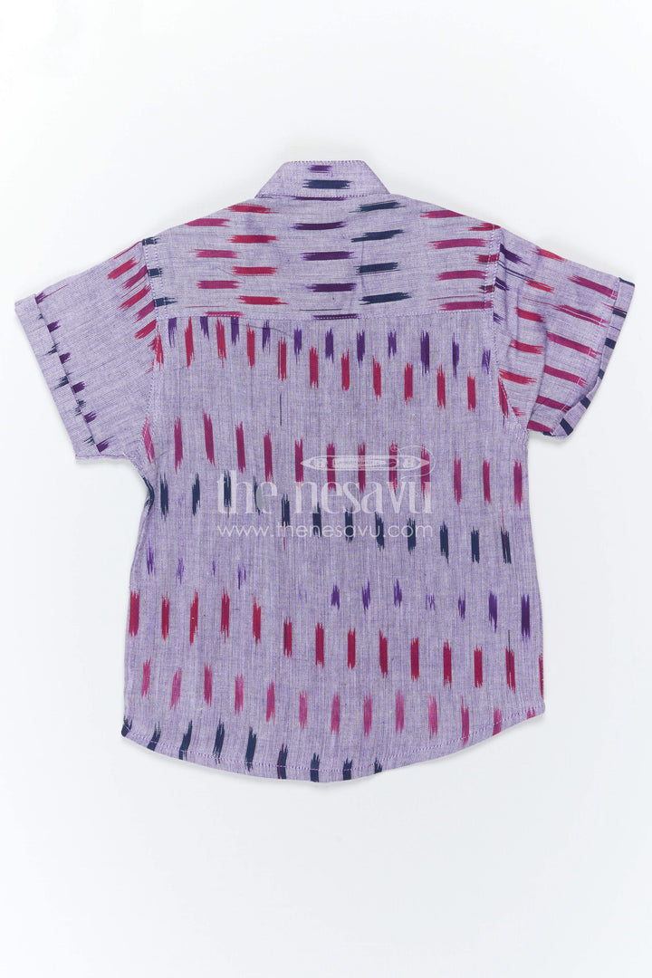 The Nesavu Boys Cotton Shirt Boys Ikkat Cotton Shirt for Festive Outings and Ethnic Wear Nesavu Nesavu Boys Ikkat Cotton Shirt For Festive Outings And Ethnic Wear With Breathable Traditional Fabric