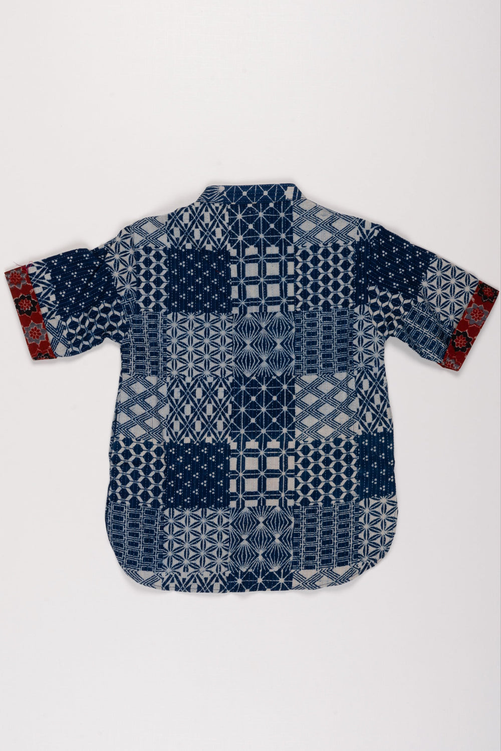 The Nesavu Boys Kurtha Shirt Boys Intricate Geometric Patterned Blue Cotton Shirt with Contrasting Cuff Detail Nesavu Elegant and Stylish Boys Kurta Shirts | Festive and Casual Options Available | The Nesavu