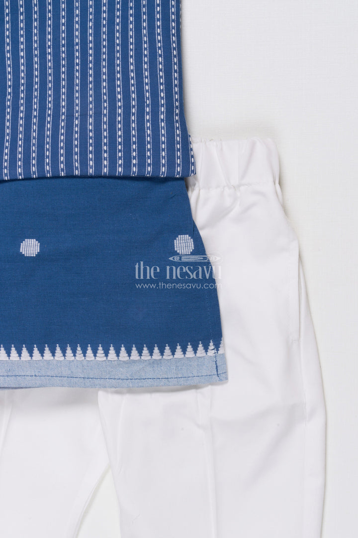 The Nesavu Boys Jacket Sets Boys Jacket Kurta Set for School Ethnic Days and Family Functions Nesavu Nesavu boys handloom jacket kurta set jacquard weave ethnic school events poojas