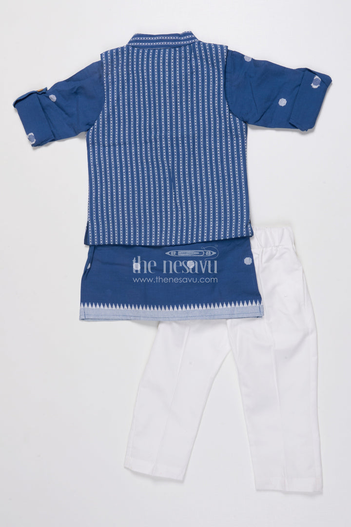 The Nesavu Boys Jacket Sets Boys Jacket Kurta Set for School Ethnic Days and Family Functions Nesavu Nesavu boys handloom jacket kurta set jacquard weave ethnic school events poojas